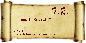 Trimmel Rezső névjegykártya